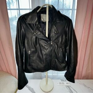 NEW! Anthropologie Black 100% Leather Moto Jacket - Size 10